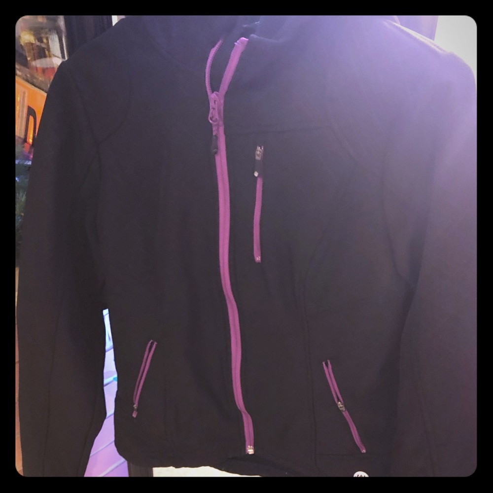 Black and purple rain jacket